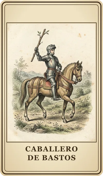 Carta del tarot Caballero de Bastos
