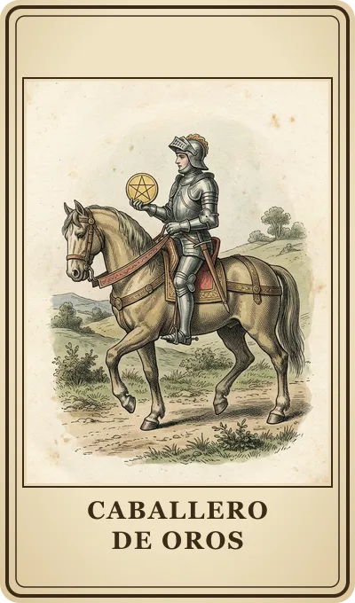 Carta del tarot Caballero de Oros