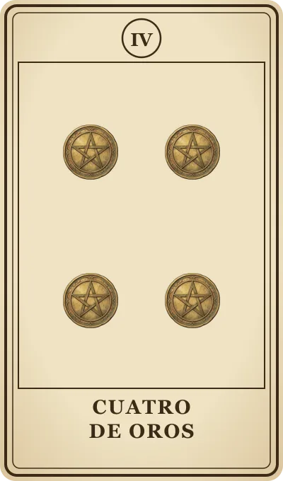 Carta del tarot Cuatro de Oros