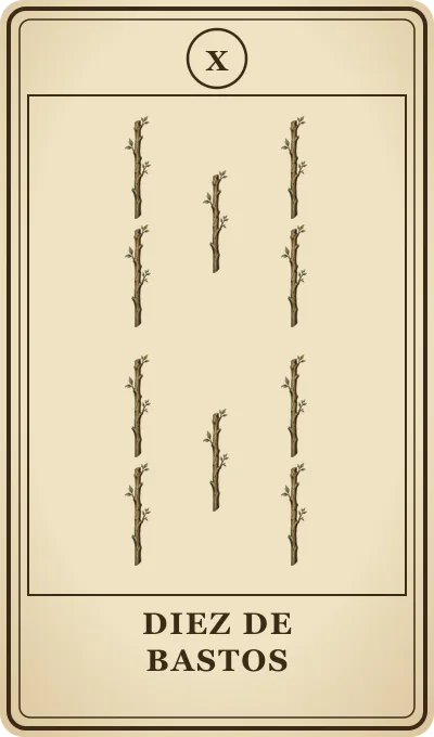 Carta del tarot Diez de Bastos