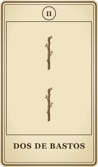 Carta del tarot Dos de Bastos