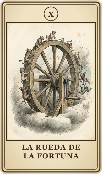 Carta del tarot La Rueda de la Fortuna