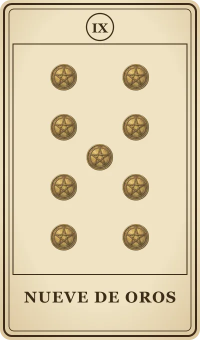 Carta del tarot Nueve de Oros