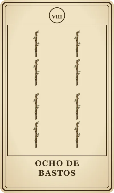 Carta del tarot Ocho de Bastos