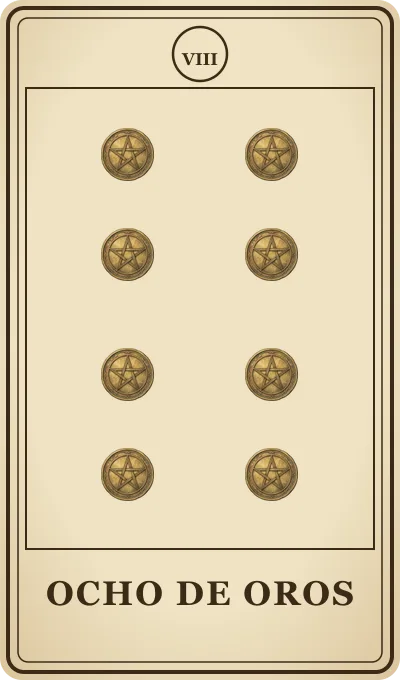 Carta del tarot Ocho de Oros