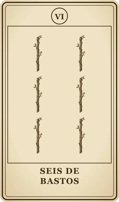 Carta del tarot Seis de Bastos