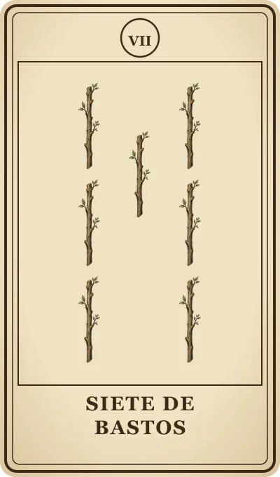 Carta del tarot Siete de Bastos