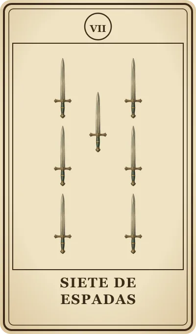 Carta del tarot Siete de Espadas