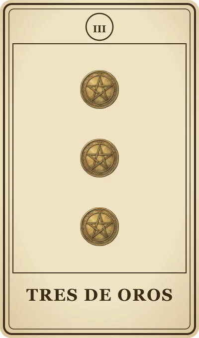 Carta del tarot Tres de Oros